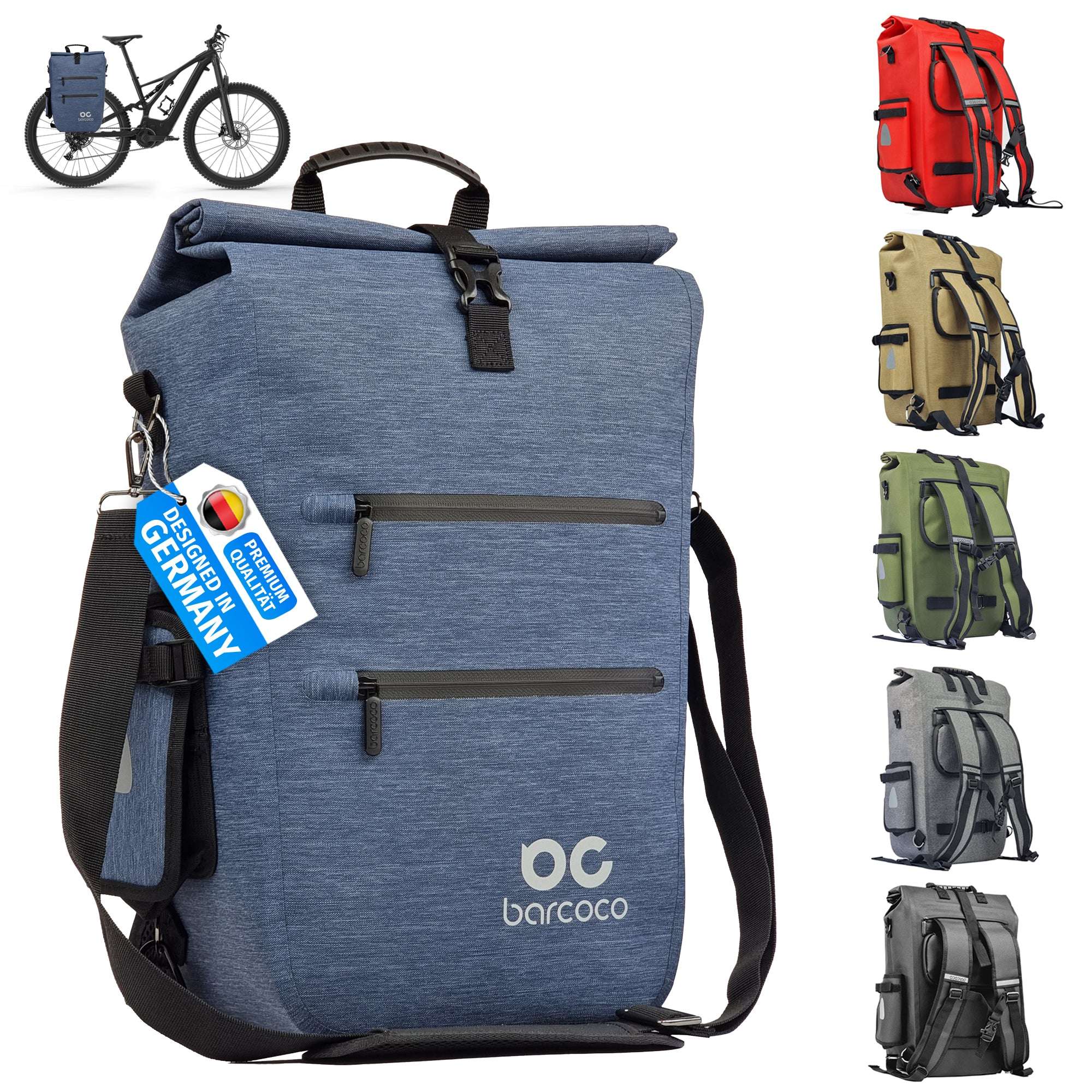 barcoco gepäckträgertasche rucksack blau