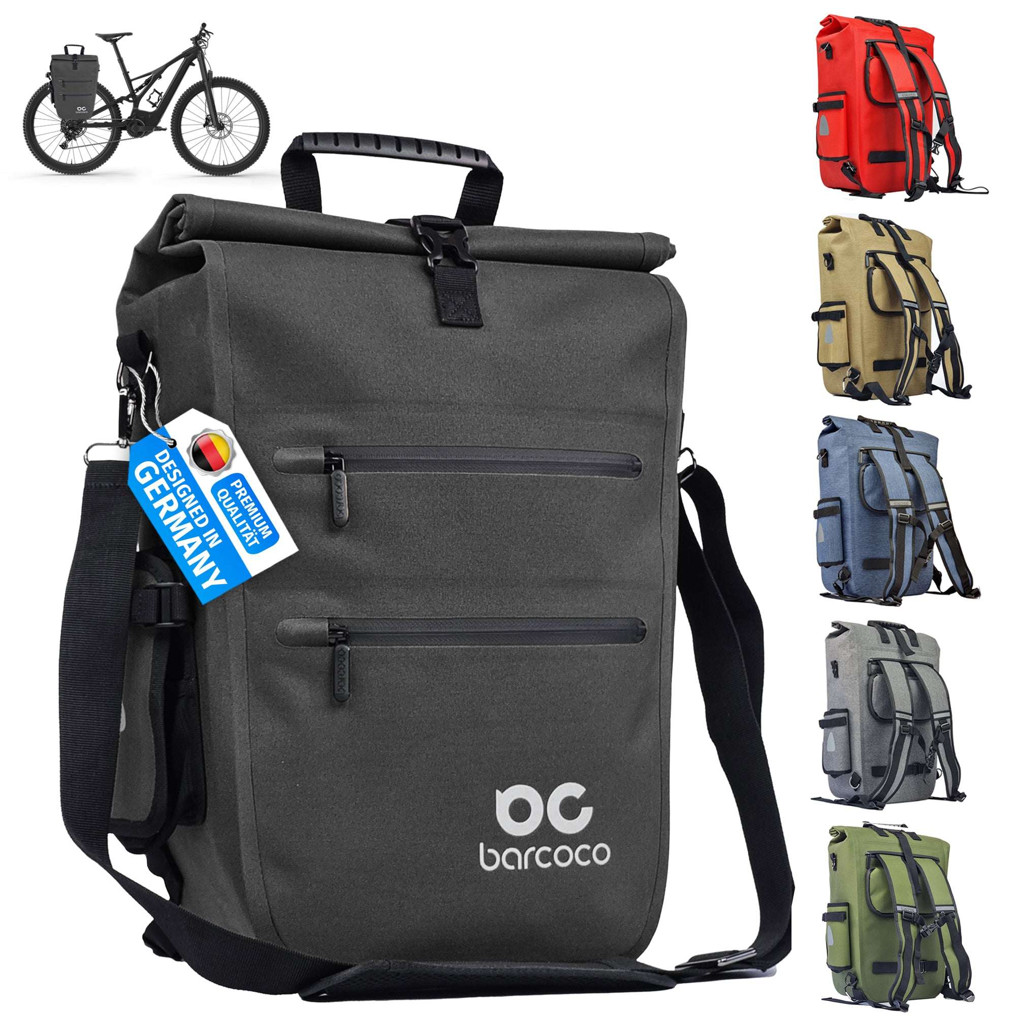 barcoco gepäckträgertasche rucksack schwarz
