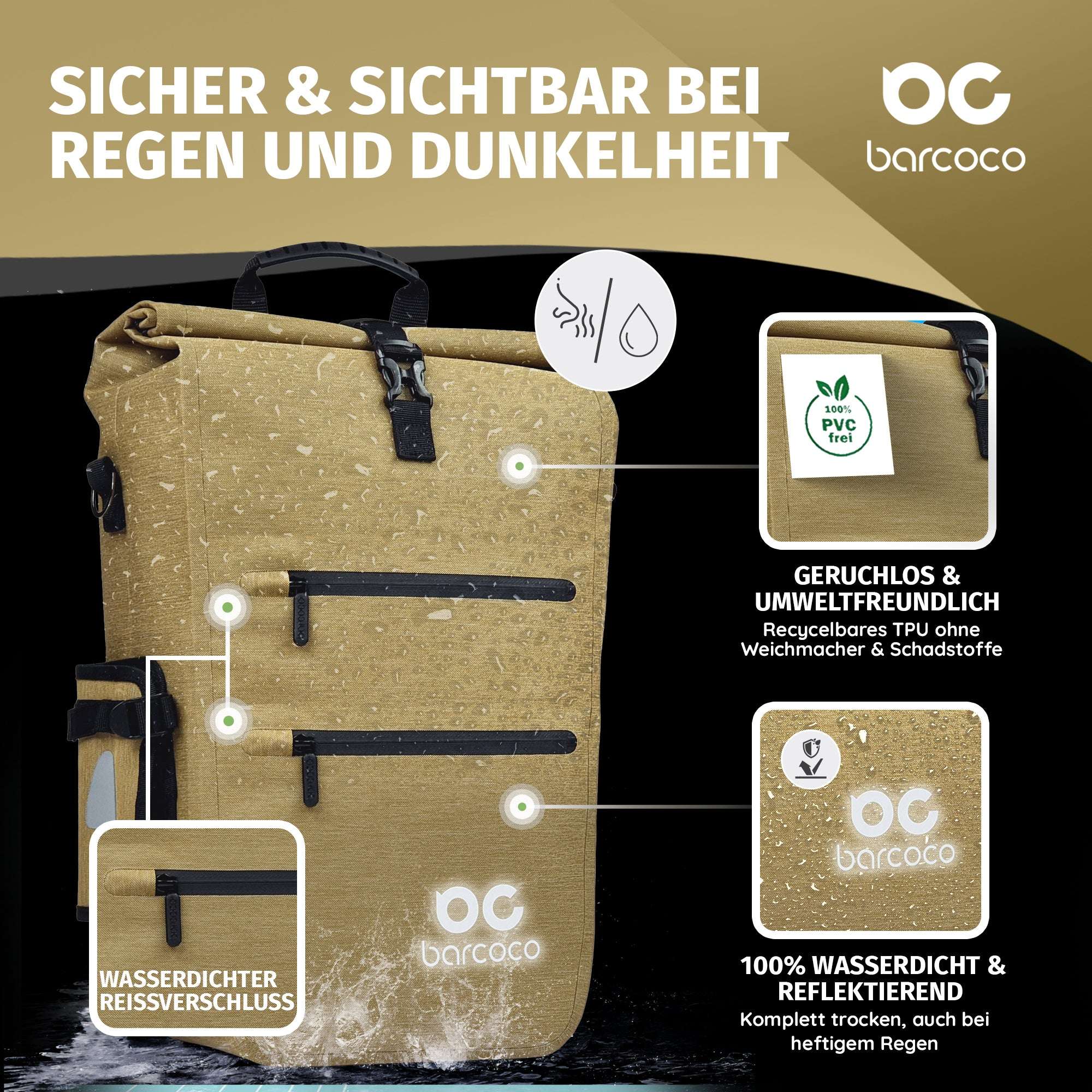 barcoco fahrradtasche gepäckträger beige
