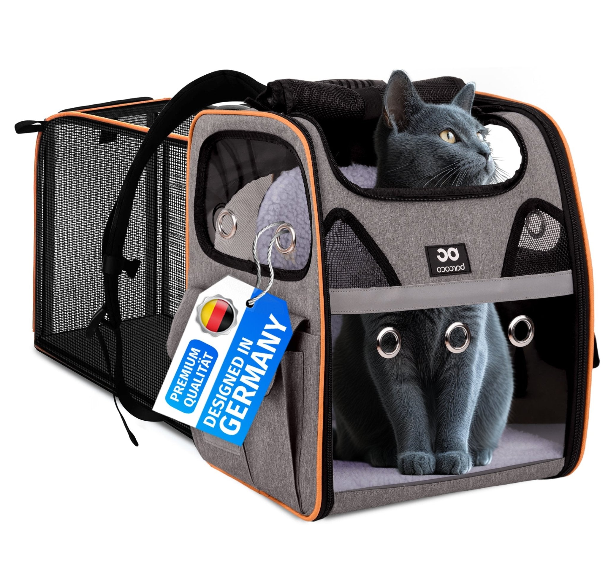 Barcoco Haustier-Rucksack Katzenrucksack Hunderucksack in grau