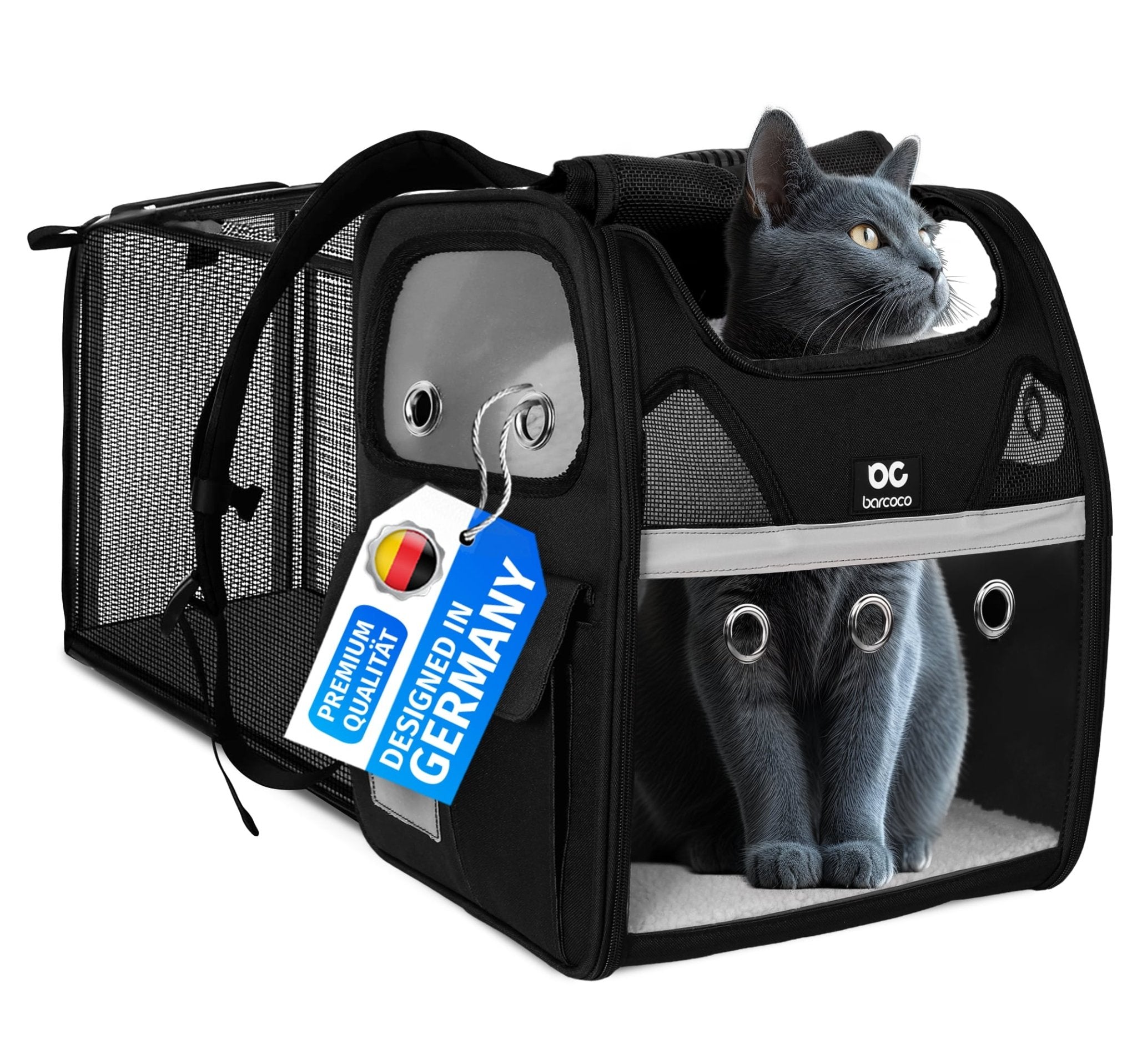 Barcoco Haustier-Rucksack Katzenrucksack Hunderucksack in Schwarz