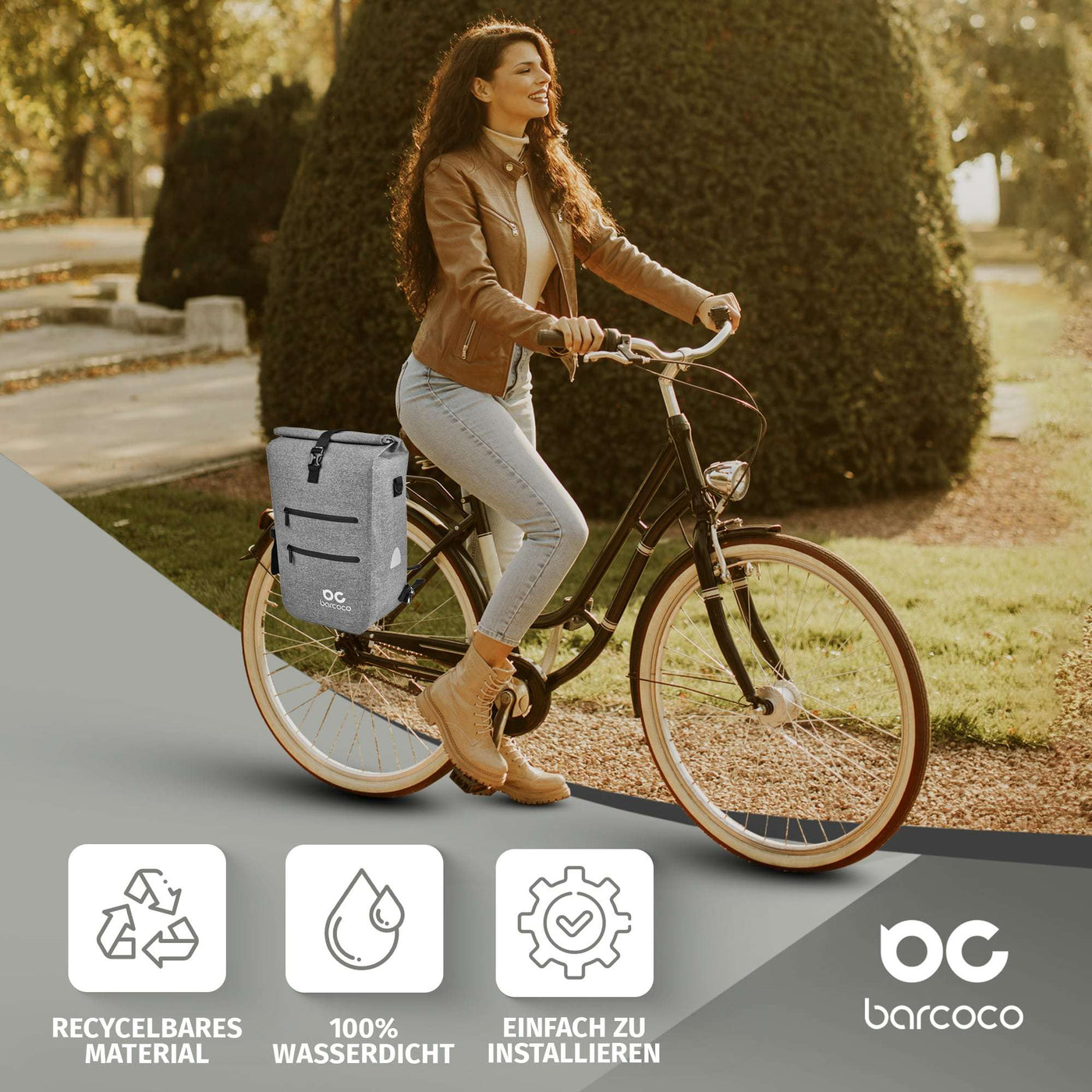 barcoco laptoptasche fahrrad gepäckträger grau farbe
