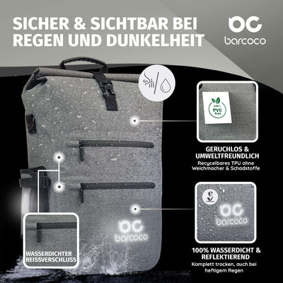 barcoco rucksack und umhängetasche grau farbe