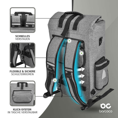 barcoco fahrradtasche mit laptopfach grau farbe