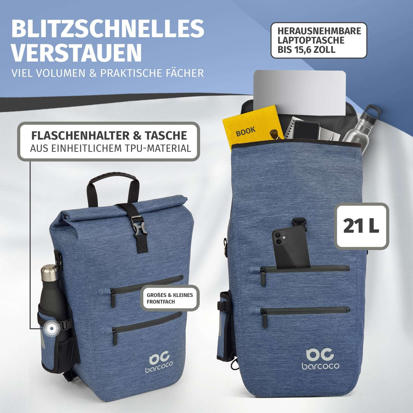 Barcoco wasserdichte fahrradtasche blau farbe