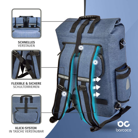 Barcoco fahrradtasche gepäckträger rucksack