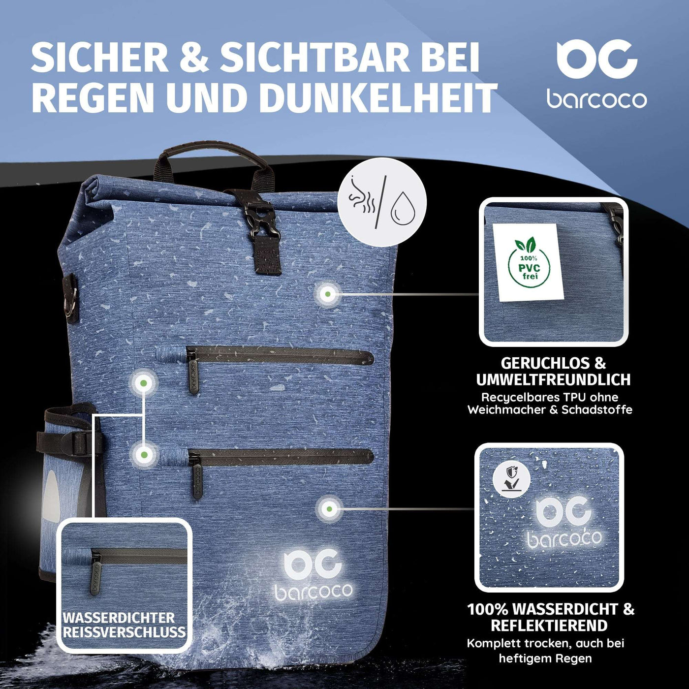Barcoco gepäckträgertasche blau farbe