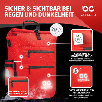 Barcoco fahrradtaschen für gepäckträger rucksack  farbe rot