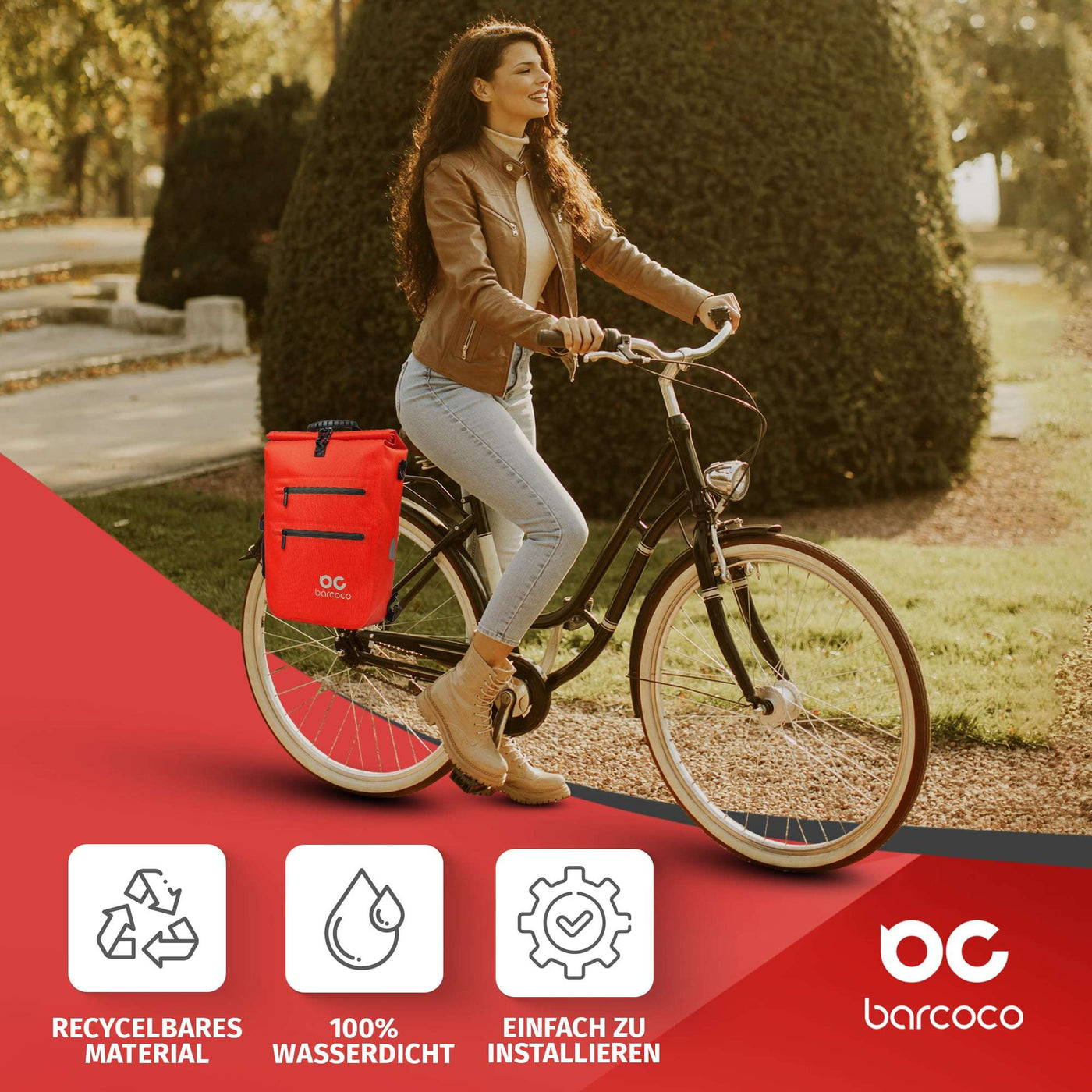 fahrradtasche rucksack wasserdicht  rot