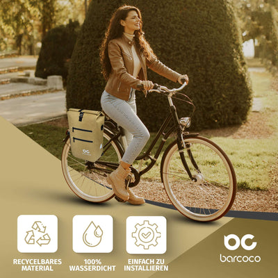 Barcoco Fahrradtasche für Gepäckträger, 100% wasserdicht - Beige