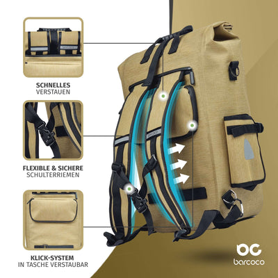 Fahrradtasche rucksack in beige farbe