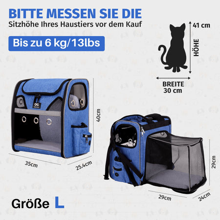 Barcoco Haustier-Rucksack Katzenrucksack Hunderucksack in Blau