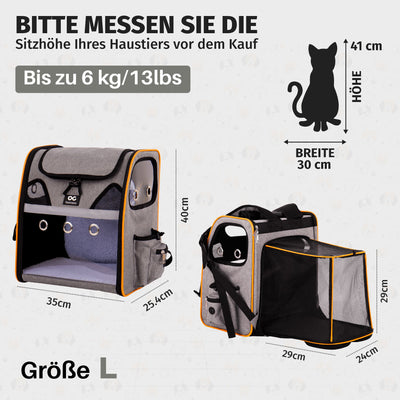 Barcoco Haustier-Rucksack Katzenrucksack Hunderucksack in grau
